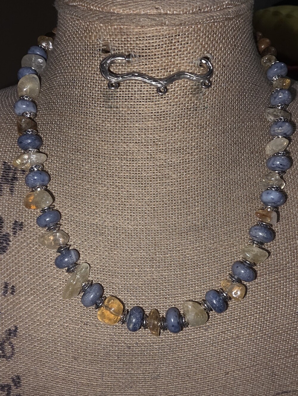 Blue Coral And Citrine Necklace Upto 20"